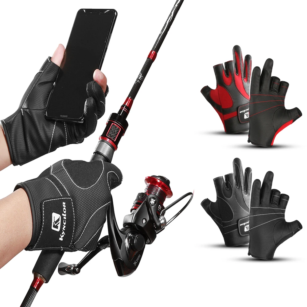 Outdoor Exposed Drei-Finger-Angelhandschuhe, rutschfeste Sport-Fahrrad-Reithandschuhe für Herren und Damen