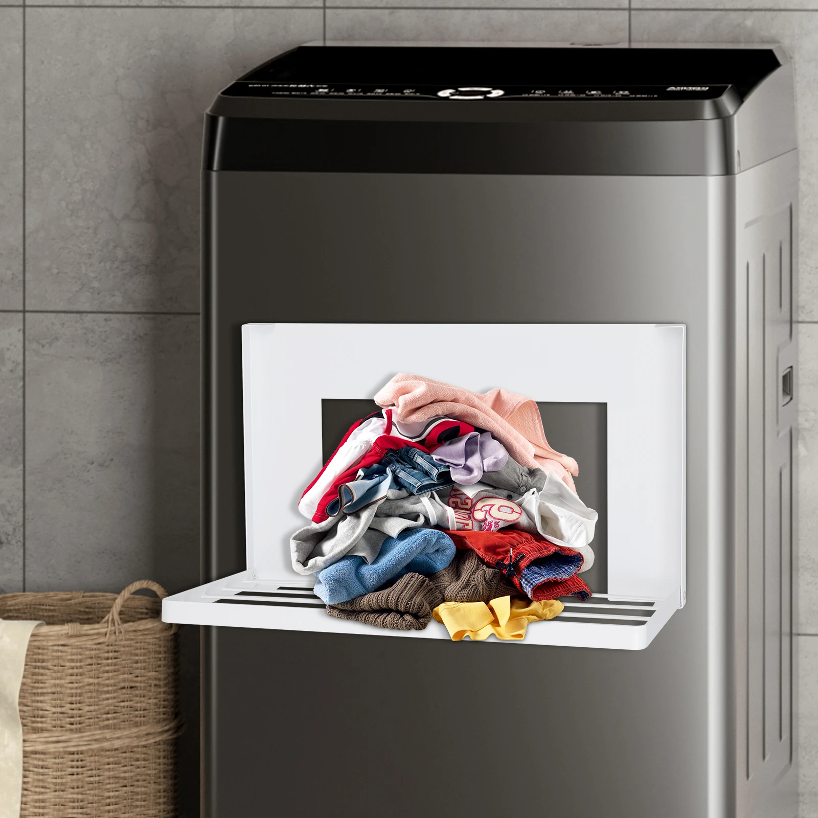 

Foldable Magnetic Shelf Portable Wall Mount Magnet Rack Washing Machine Side Shelf Space-saving for Laundry Room Bathroom