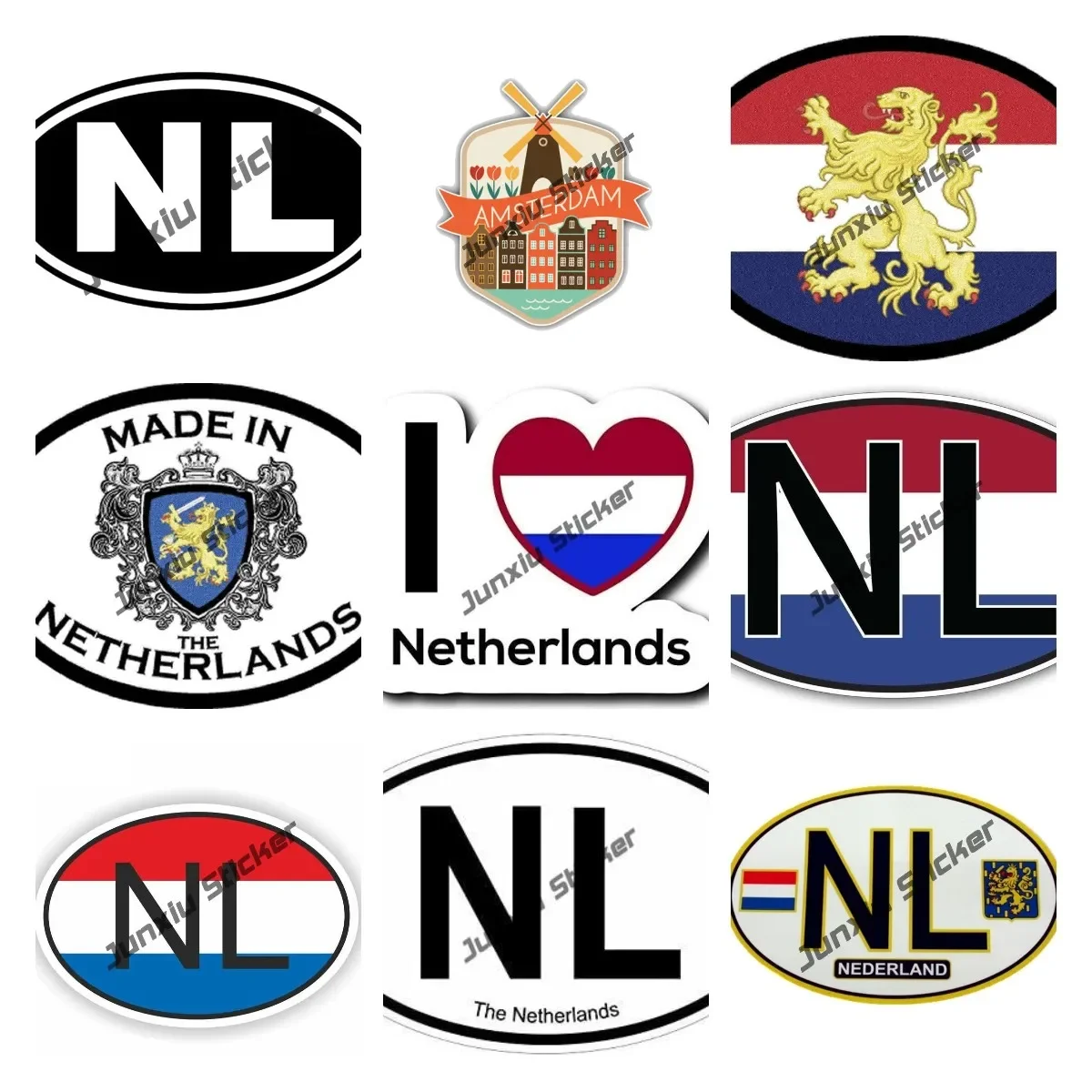 Netherland Country Oval Car Sticker Bumper Car Truck Window Vinyl Decal I Love Amsterdam Netherlands Decor Accesorios Para Auto