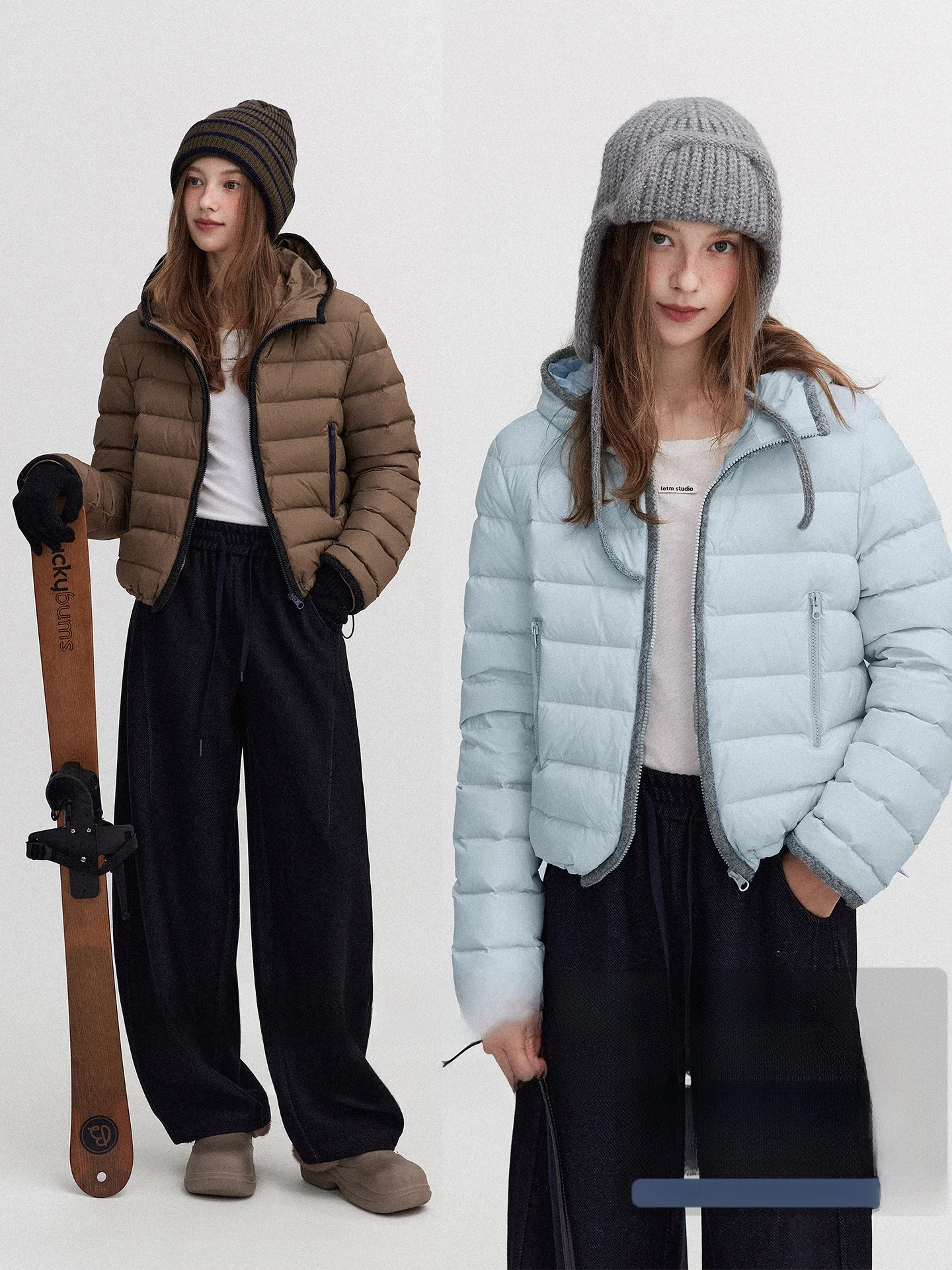 

Le Island 90 White Du down ort Padded Jaet with Hood Knitted Rib Cage Design Women's Faion Commute Sle Nylon Outer