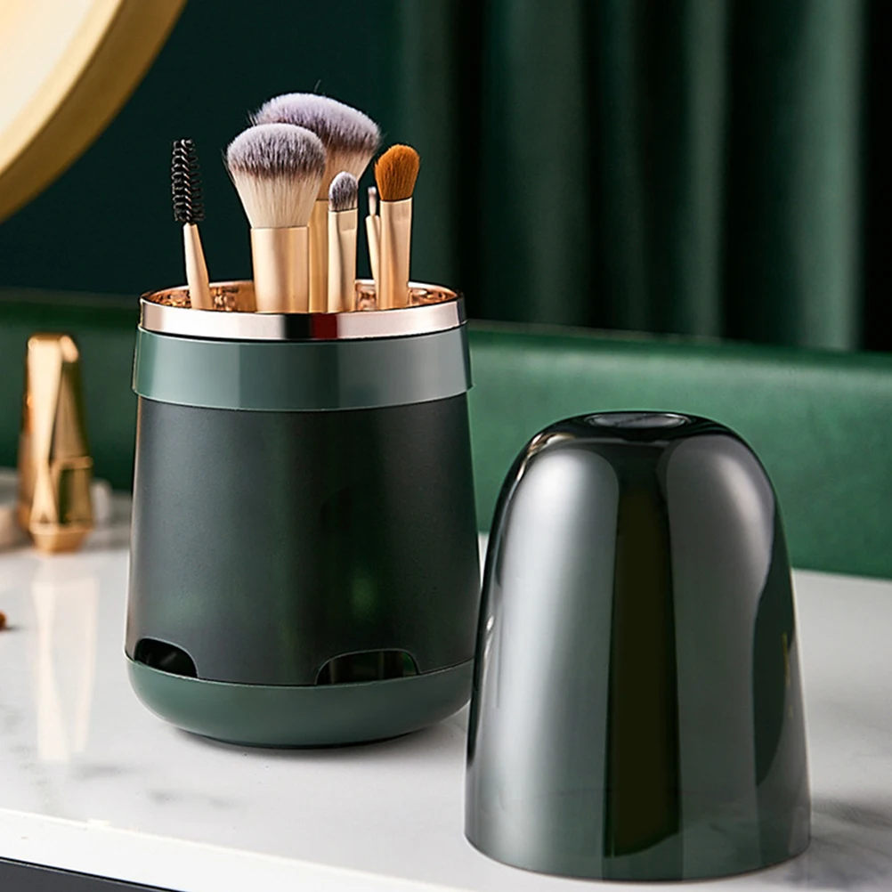 

Dustproof Makeup Brush Storage Box Organizer with Lid Green Space Saving for Cosmetics Lipsticks Foundation Eyeliner