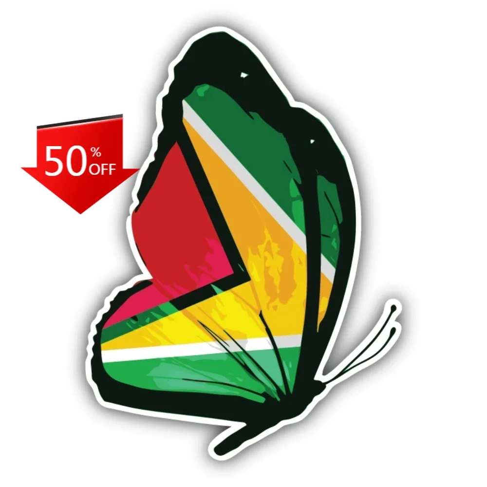 

Guyana Flag Butterfly Aesthetic Car Laptop Window Bumper Waterproof Vinyl Decal Decoration Unique Vintage Vintage Funny