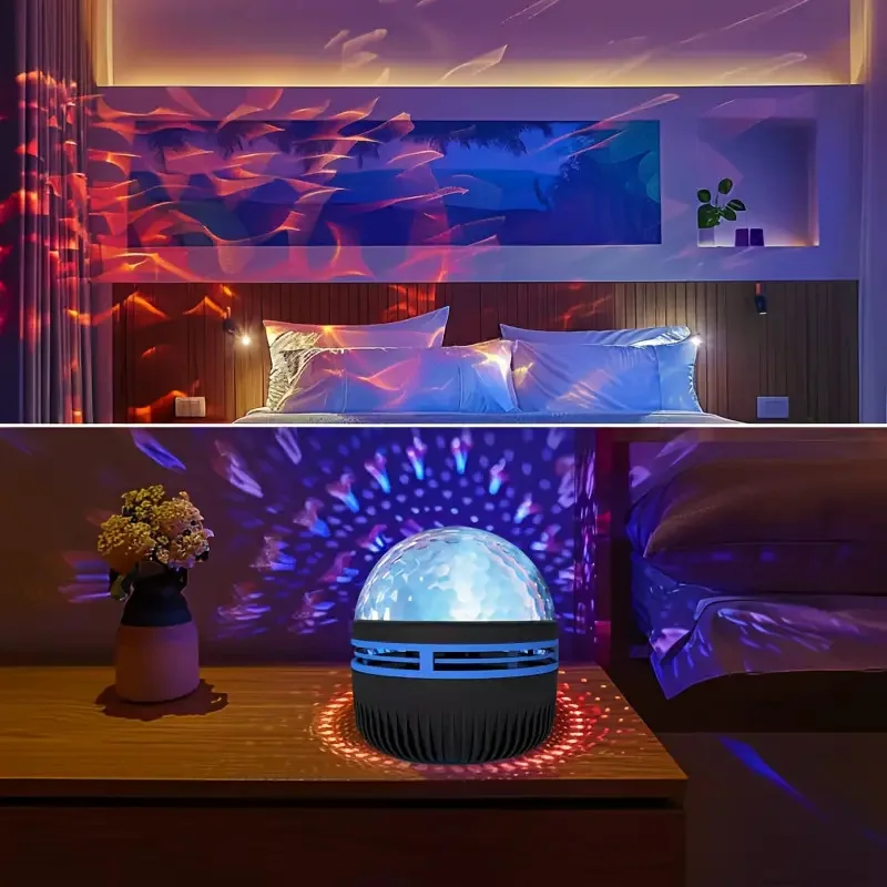 Water Ripple Remote-Controlled Aurora Starry Sky Projection Lamp, Colorful Nebula Ambience Light, Crystal Magic Ball Night Light