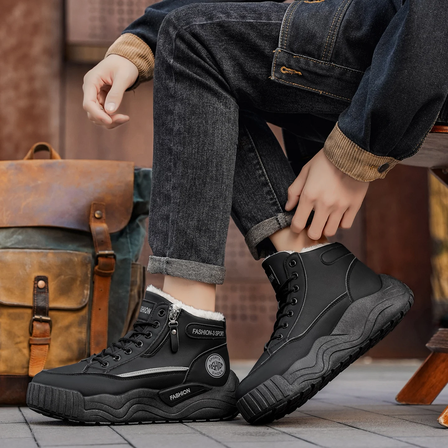 Men's Winter High-Top Snow Boots | Thick-Soled Fleece-Lined Warm Cotton Shoes | Cold-Resistant Casual Ankle Boots