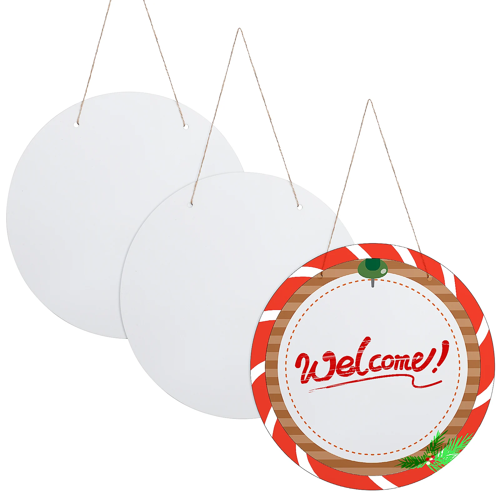 

3pcs Wooden Door Plate Decorations DIY Hanger Circle Sign Sublimation Blanks Sturdy Wood Drilled Holes Versatile Application