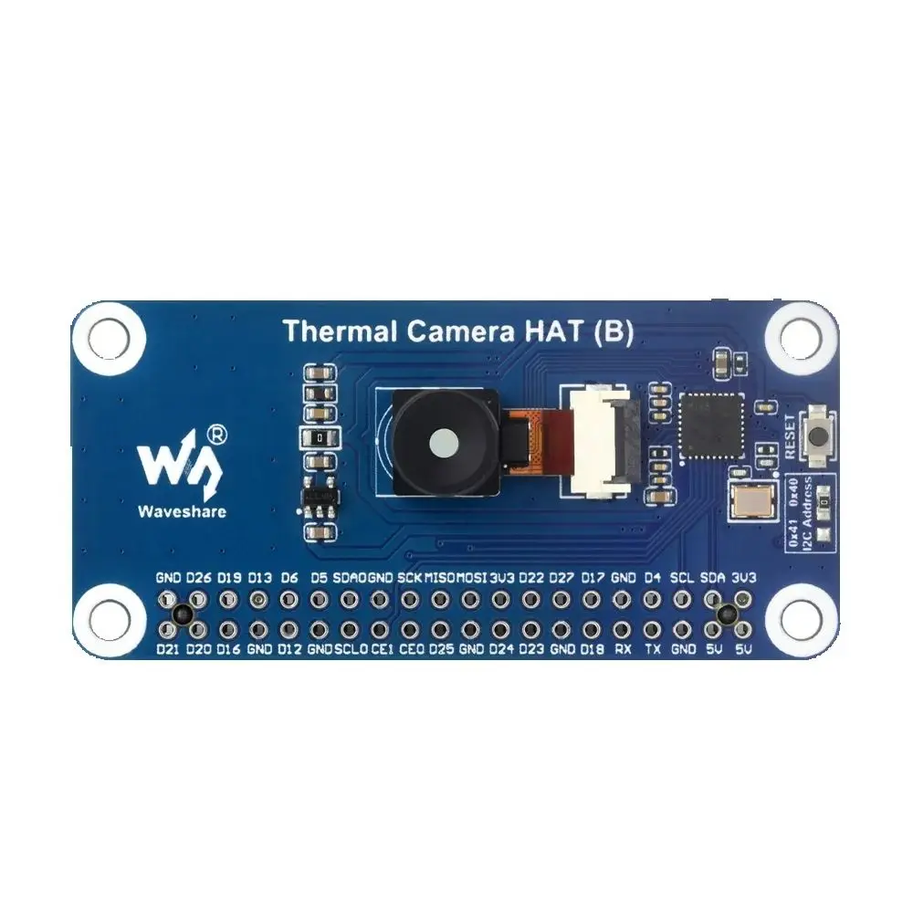 Waveshare Long-wave IR Thermal Imaging Camera HAT (B) For Raspberry Pi, Options For 45°/90° FOV, Raspberry Pi IR Camera, 80×62