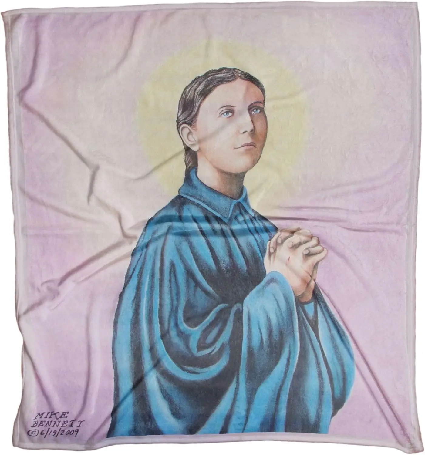 سانت جيما جالجاني # 1 أريكة سرير فائقة الصوف بطانية مريحة للسفر من الرسم والرسم للفنان مايك بينيت 50 × 60.-ألومينو #1