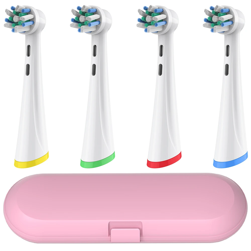 

Toothbrush Travel Case & 4 Replacement Brush Heads Set, Compatible with Oral B iO 2/3/4/5/6/7/8/9/10 Series Electric Toothbrush