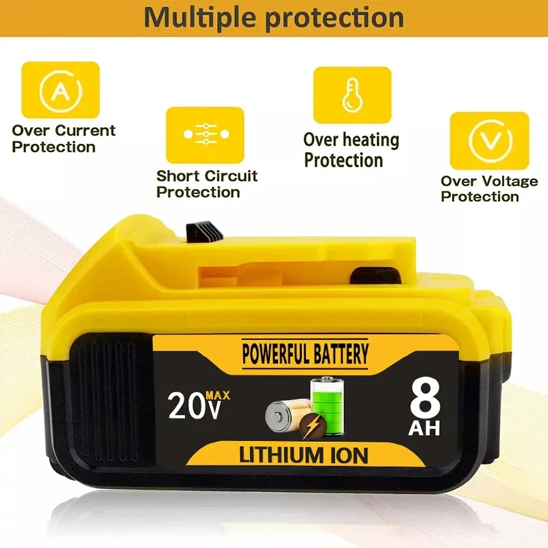 

Original 20V 8000mAh Replaceable Li-ion Battery Compatible DCB200 For Dewalt 18 Volt MAX Power Tools Battery+Charger