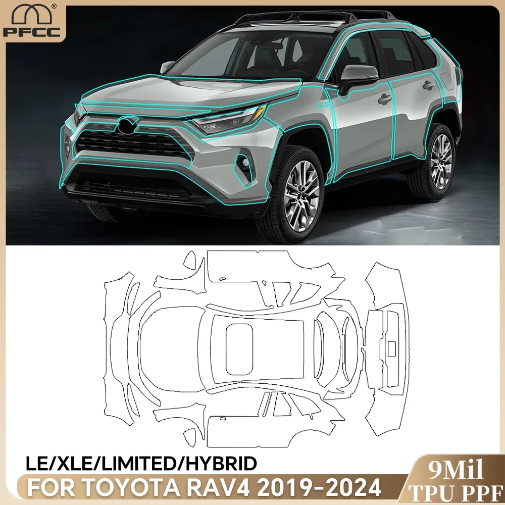 

9MIl TPU Anti-scratch Car Body Paint Protection Film For Toyota RAV4 Hybrid XA50 2019-2025 Pre-cut PPF Clear Bra Resistant Kit