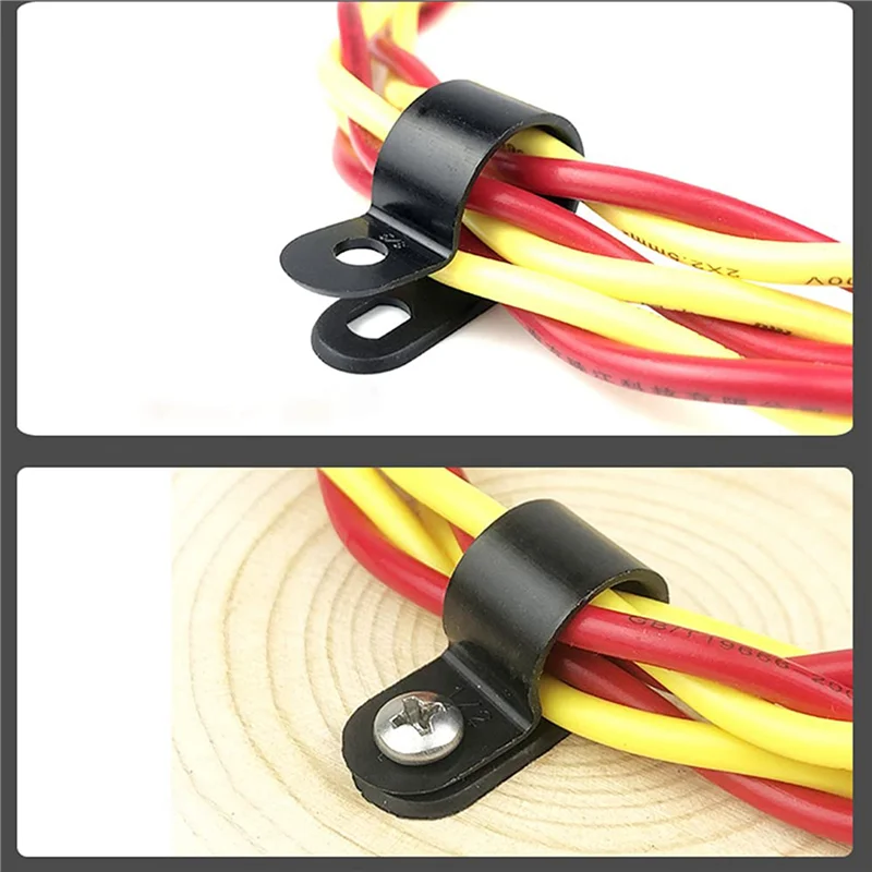

AB46-3000 Pcs 1/4 Inch Black Nylon R-Type Cable Clips For Mounting Indoor Outdoor Rope Light Electrical Wire Clamp Fastener