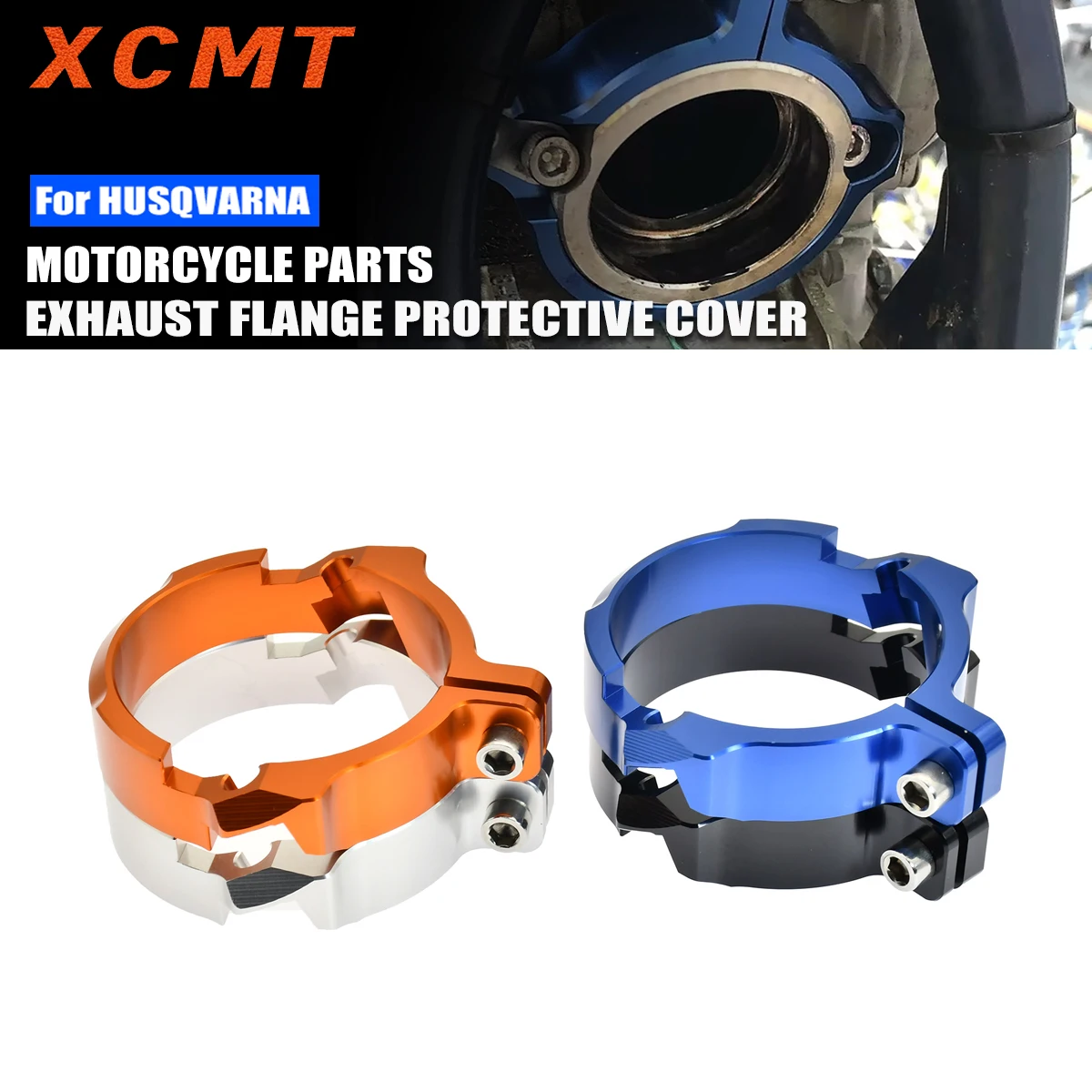 Aluminium-Auspuffflanschschutz für Husqvarna TE TC, KTM XCW EXC SX 250 300 TPI, GasGas EC MC Motorrad-Schutzteile