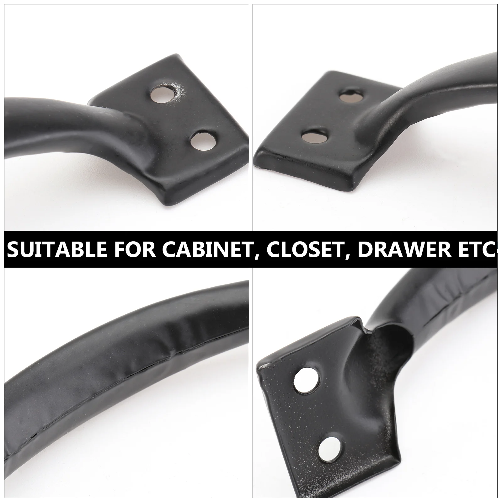 

8pc 6 Inch Black Door Handle Cabinet Pull Simple Furniture Handle For Drawer Wardrobe Closet Iron Hardware Smooth