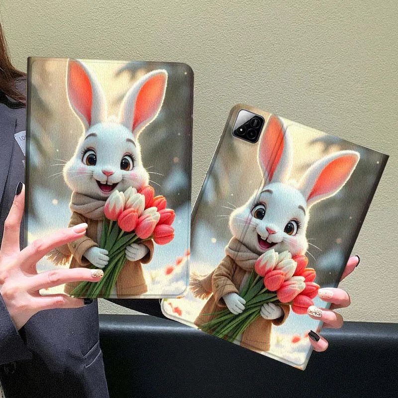 

Cartoon Rabbit Tulip Bouquet Tablet Case For Xiaomi Redmi Mi Pad 5 6 6s 7 SE Pro Max Ultra 12.4 12.5 14 inch