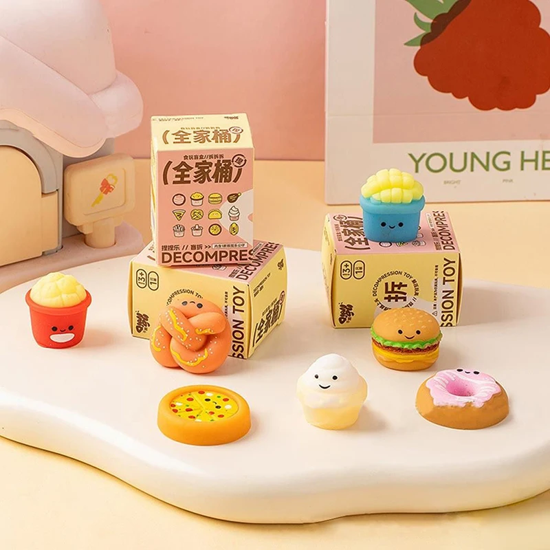 Soft Food Burger French Fries Pizza Squeeze Toys TPR Kawaii Gnocchi Knead Stress Relieving Toys Fidget Relax Kids Toys Gifts