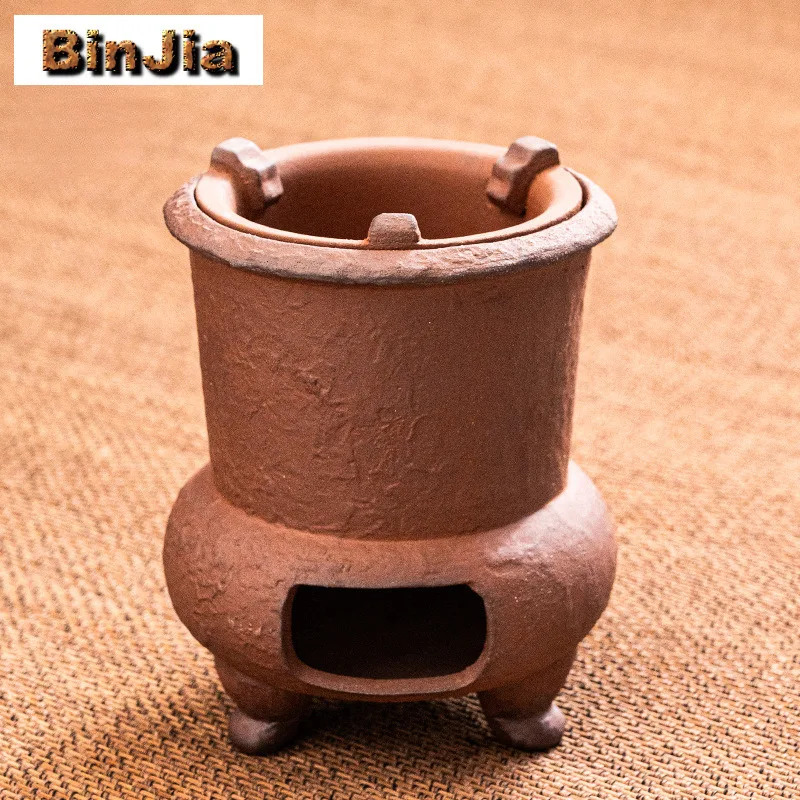 Coarse Pottery Charcoal Tea Warmer Holder Candle Heater Stove Kettle Stand Baked Milk Jar Carbon Furnace Cha Supplies Decoration