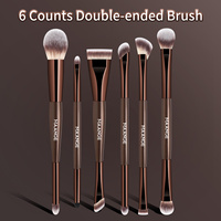 MAANGE 6pcs Eyes Makeup Brushes Set Professional Flat Eyeshadow Eyeliner Eyebrow Blush Brush Women Facial Beauty Cosmetic Tool