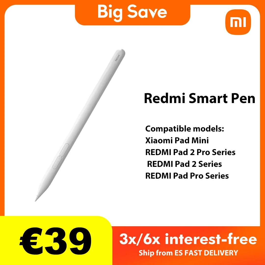 Xiaomi Redmi Smart Pen Redmi Stylus Pen para Xiaomi Pad Mini / REDMI Pad 2 Pro Series / REDMI Pad 2 / REDMI Pad Pro Tablet Sensibilidad a la presión de 4096 niveles