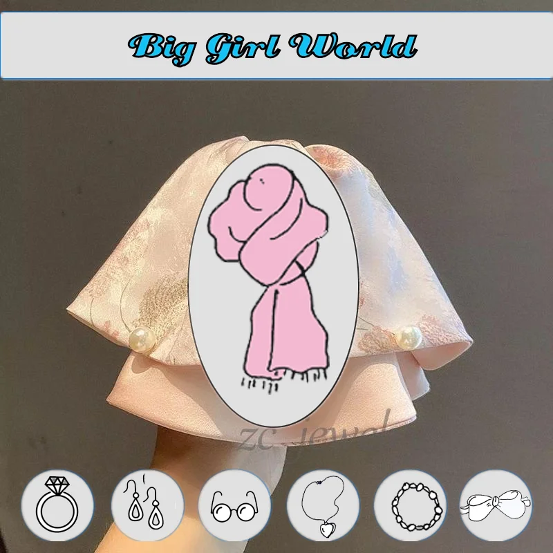 جديد النمط الصيني الأنيق المطبوعة الساتان اللؤلؤ ذيل حصان مشبك شعر إكسسوارات الشعر للنساء أغطية الرأس #3