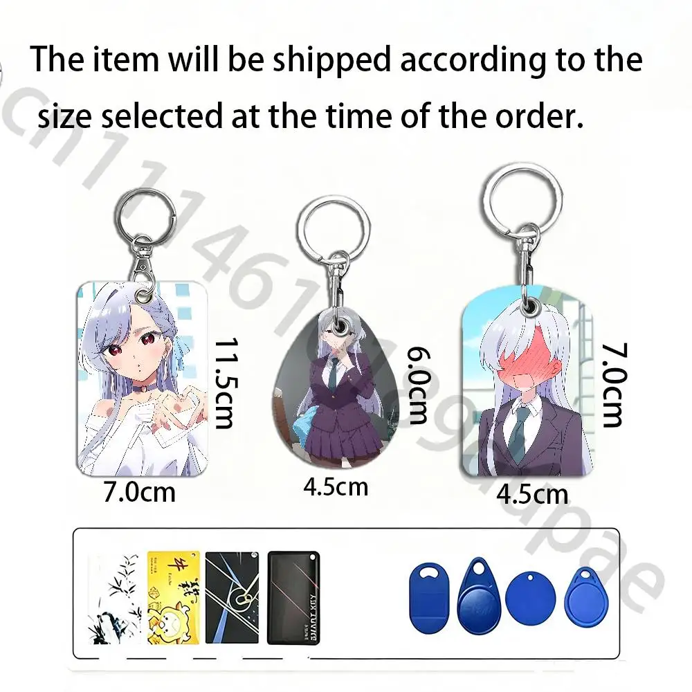 T-The 100 Girlfriends N-Nano Eiai Protective Printed Leather Card Case Metal Keychain Accessory