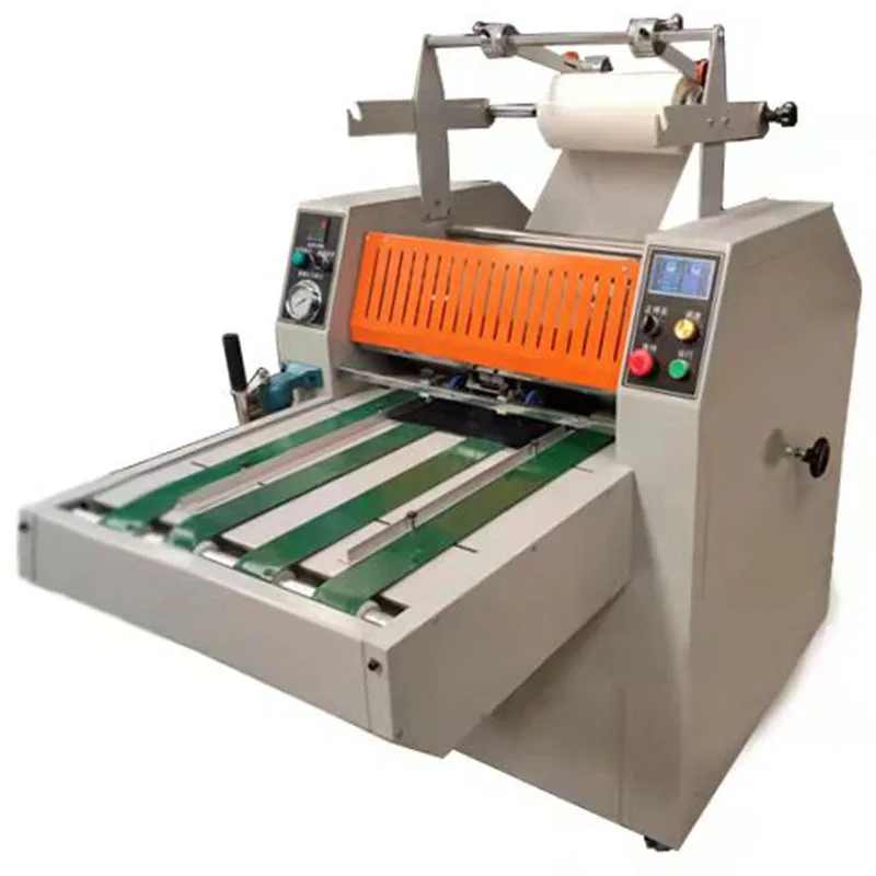 Intelligent temperature control hydraulic, steel roller automatic breaking trimming laminating machine feeding width 520mm