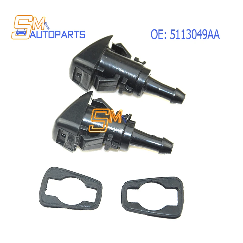 2PCS New Windshield Washer Nozzle Front Left/Right 5113049AA For Dodge Charger Ram 1500 2500 2009 2010 2011 2012