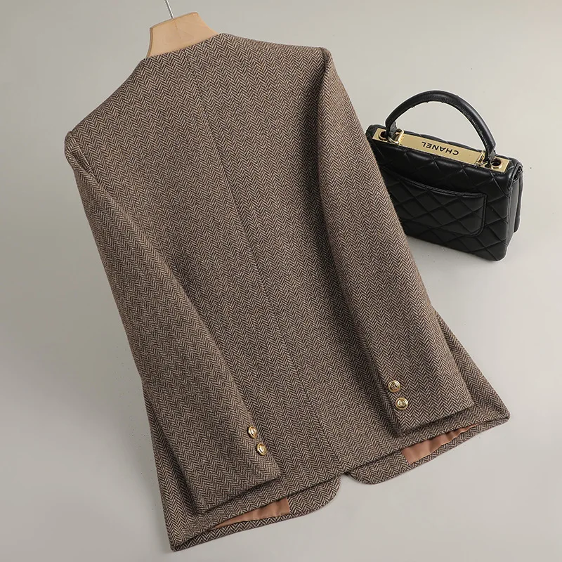 Kraagloze Blazer Vrouwen Bovenkleding 2023 Nieuwe Lente Herfst Casual Pak Top Dames Office Blazers Jas Vrouwelijke Formele Jasje