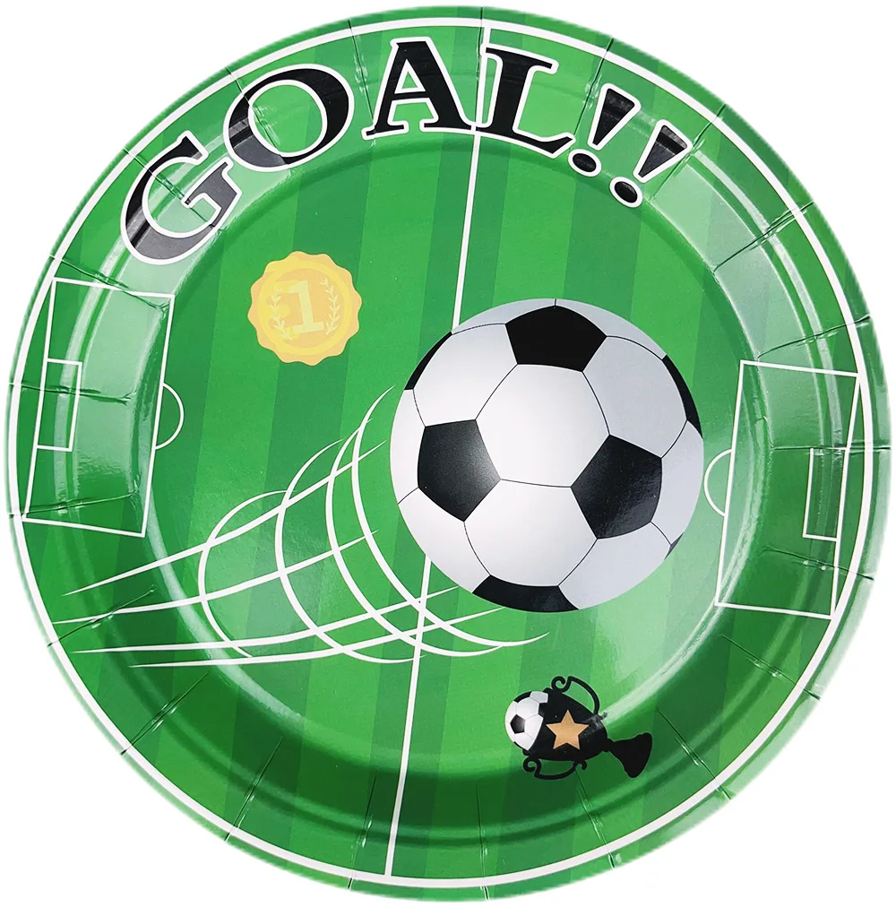 Soccer Party Decoration Supplies Birthday Banner 32inch Green Number Balloon Disposable Paper Plates Napkins Tablelcloth