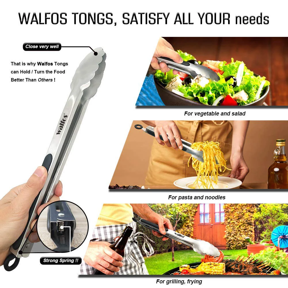 Non-slip Stainless Steel Barbecue Bread Clip Salad Food Clips Bread Pasta Serving Tongs Kitchen Cooking Tools BBQ Gadgets