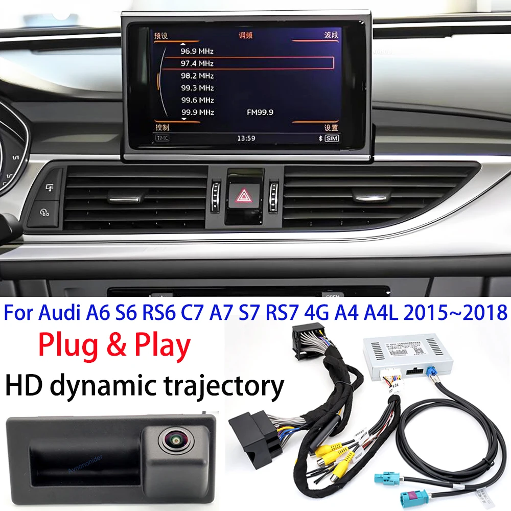 Обновленная камера заднего вида HD-декодера траектории для Audi A6 S6 RS6 C7 A7 S7 RS7 4G 2015 ~ 2018 8-дюймовый оригинальный OEM-экран Plug & Play