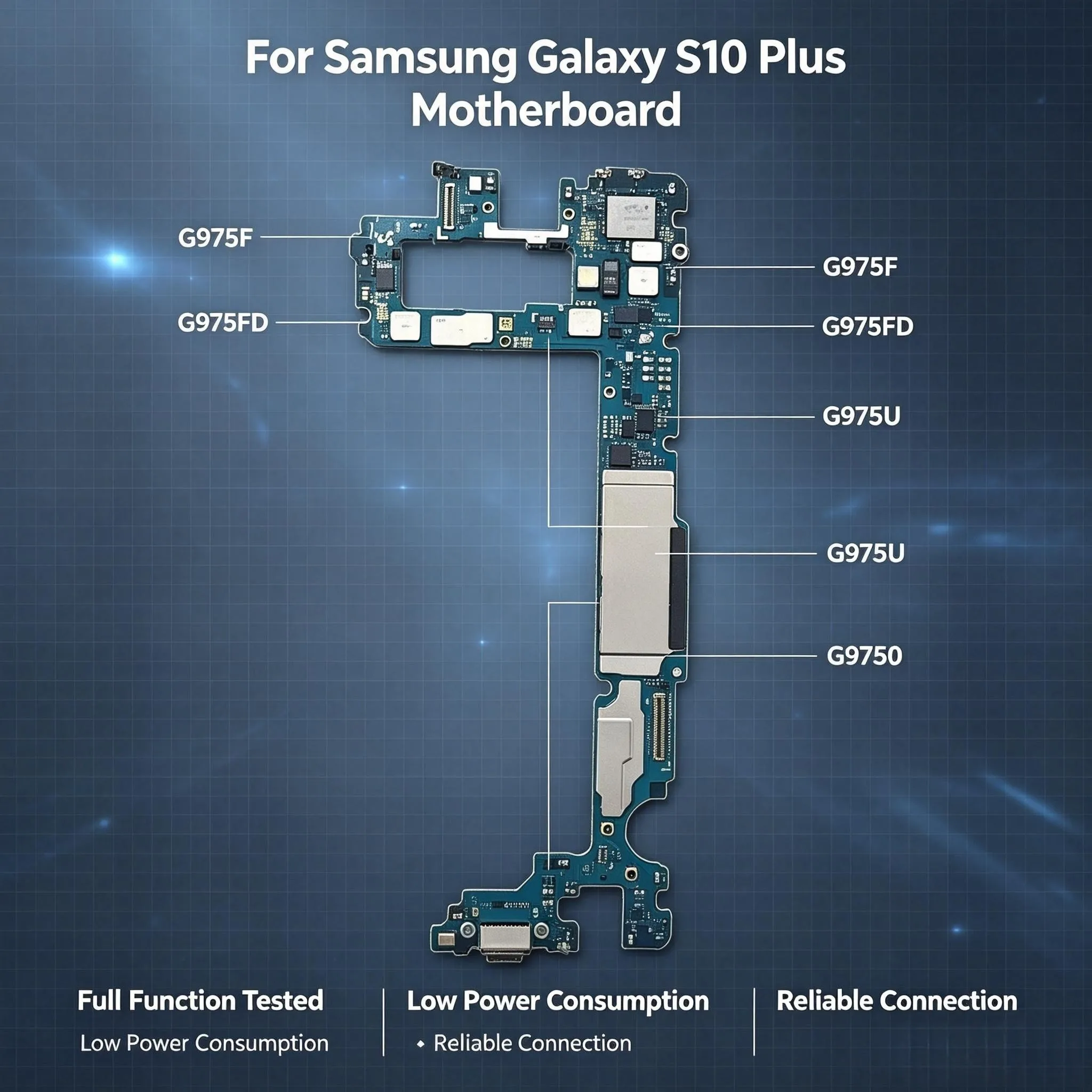 Fully Tested Unlocked Mainboard Repair Accessory For Samsung Galaxy S10 Plus S10+ G975F G975FD G975U G9750 Logic Motherboard