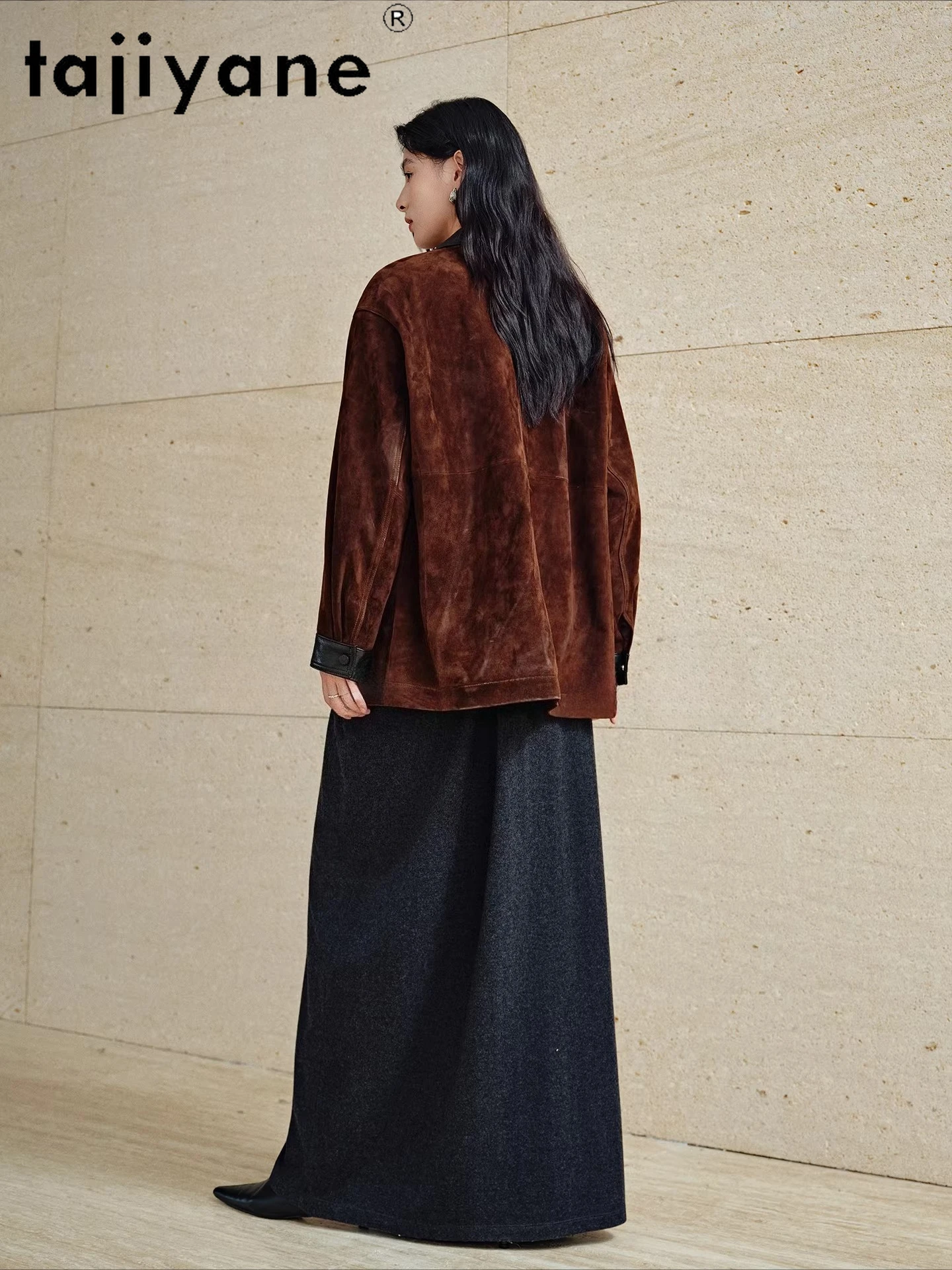 TAJIYANE Echte geitenleer leren jas Vrouw Stijlvolle reversjas Premium lederen jassen 2025 Herfst Dameskleding LGU.)