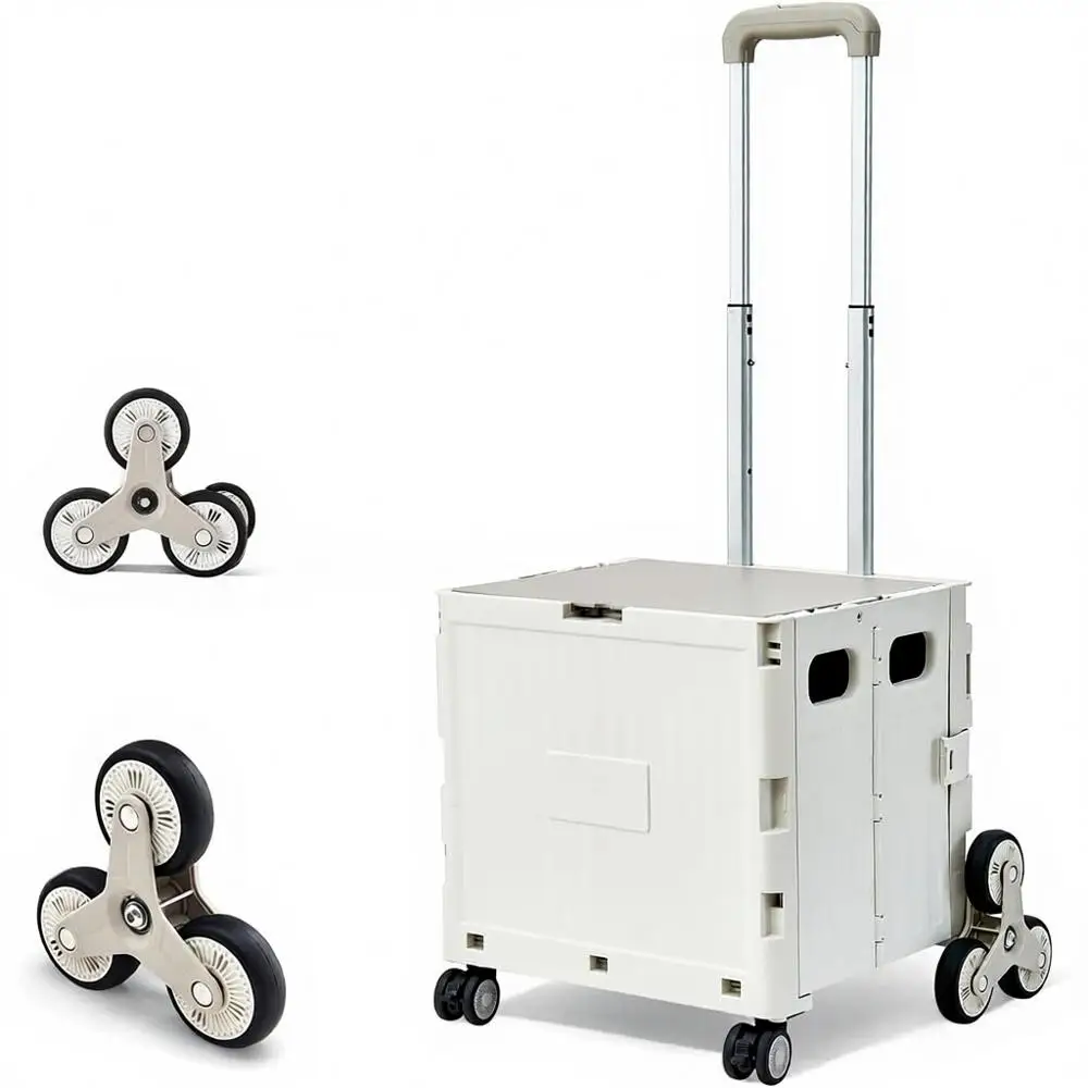 

Collapsible Shopping Cart with Stair Climbing Wheels, Book Storage, Outdoor and Home Use, Teacher/Student.