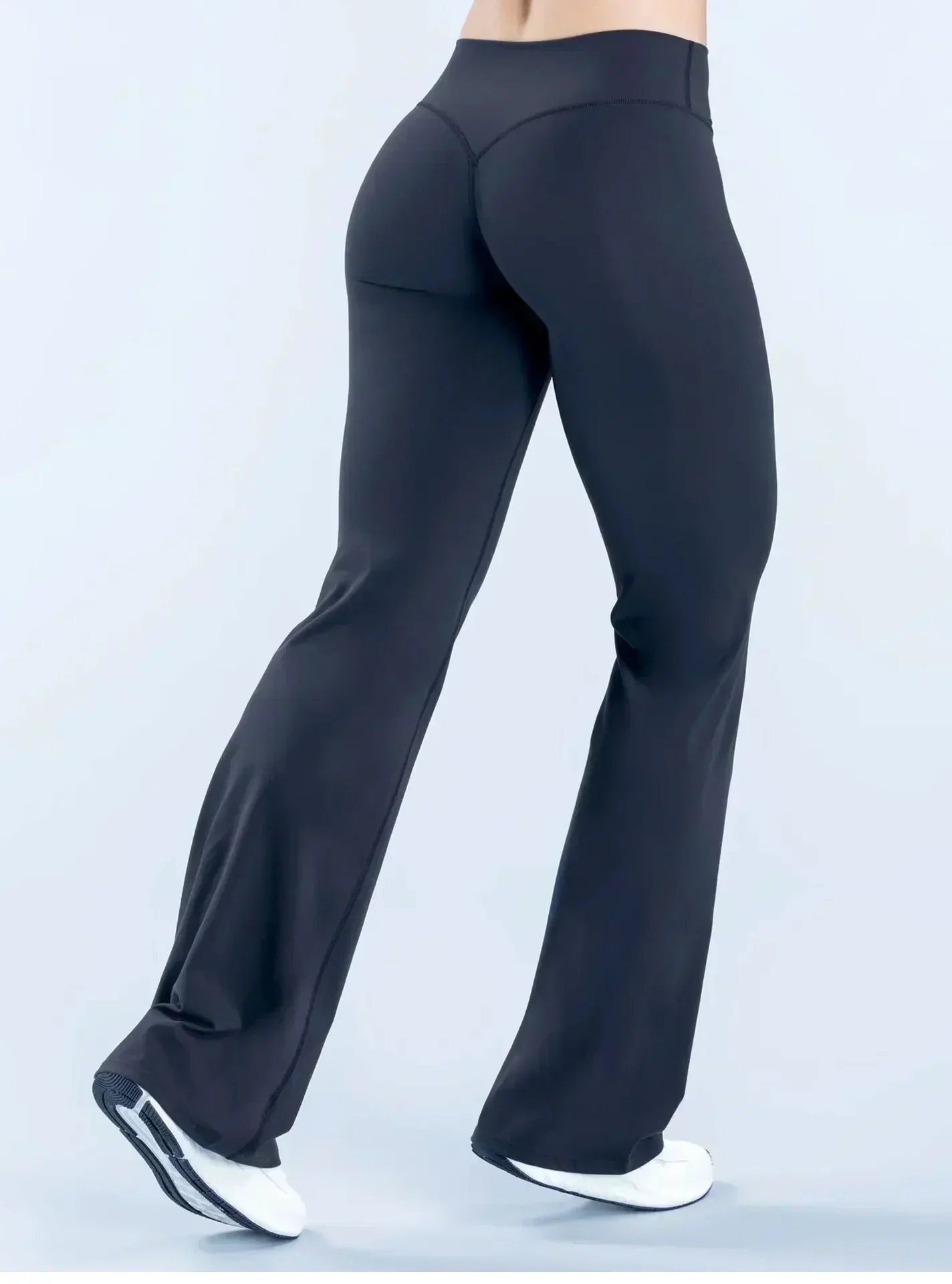 LOGO Hochwertige Damen High-Rise Schlaghose für Yoga, Po-Formende, Hautfreundlich, Weich, Dehnbar, für Fitness, Laufen, Alltag und Langes Training – Detail 18