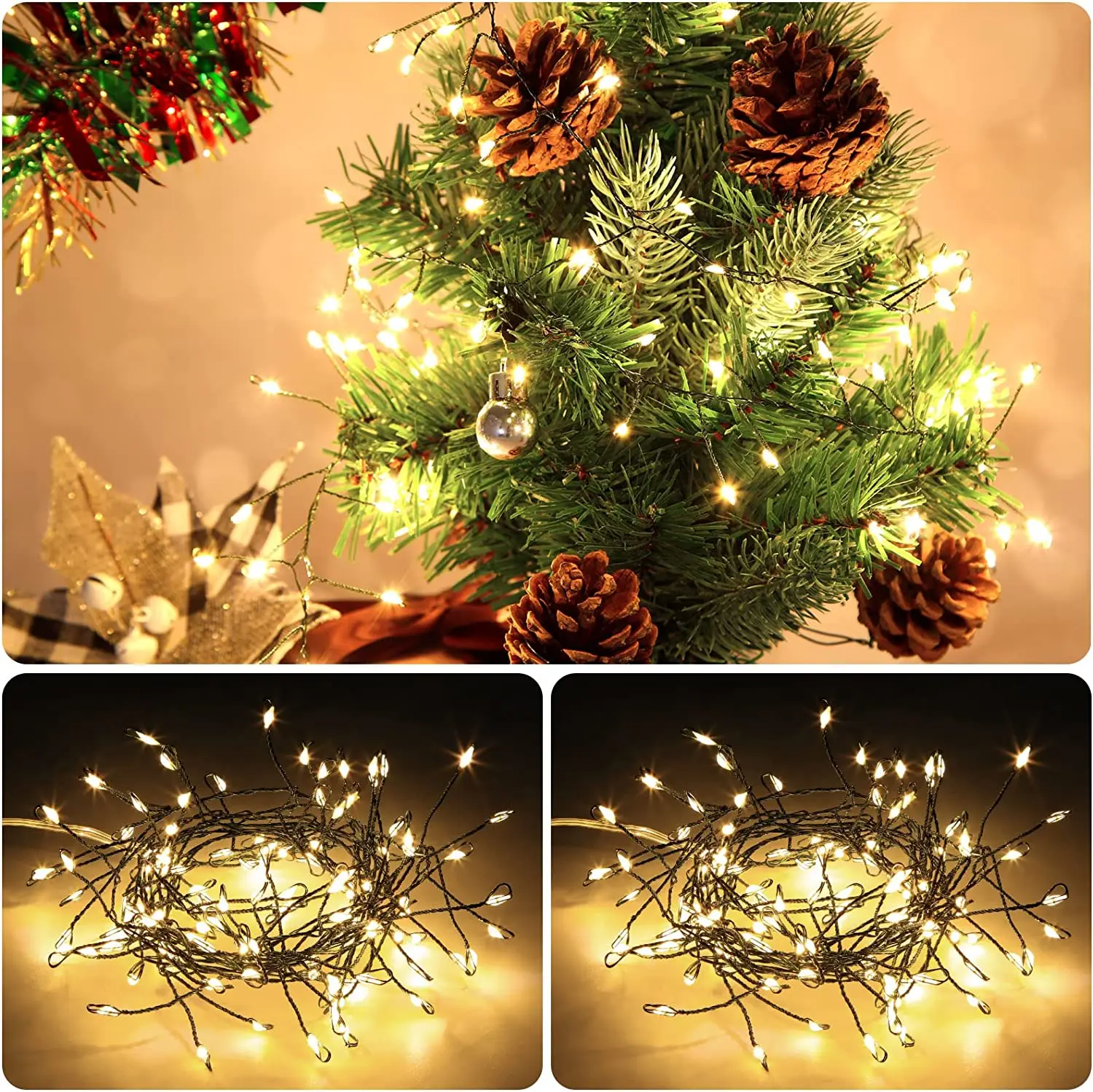 6M-48M LED Fairy Light Cluster Firecracker String Lights Christmas Garland For Birthday Home New Year Christmas Tree Decor Lamps
