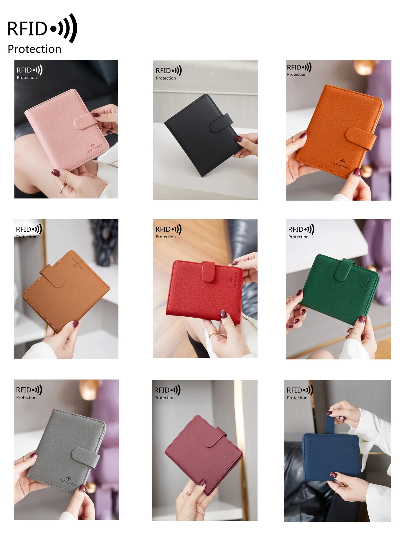 Multi functional RFID shielded passport holder PU leather ID card bank card passport bag wallet travel accessories unisex