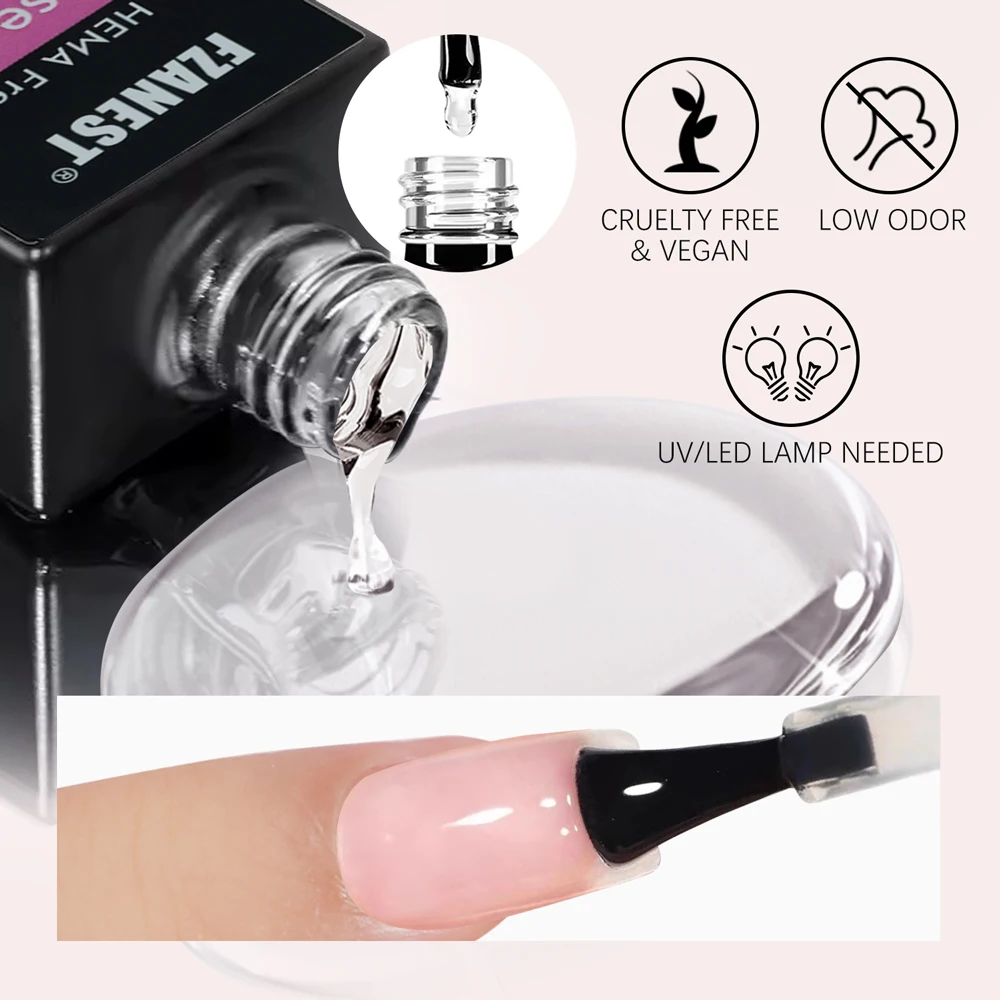 FZANEST HEMA libre capa superior y Base uñas de Gel UV de alto brillo fuerte la botella de Gel BIAB Gel polaco marcas pegamento de uñas