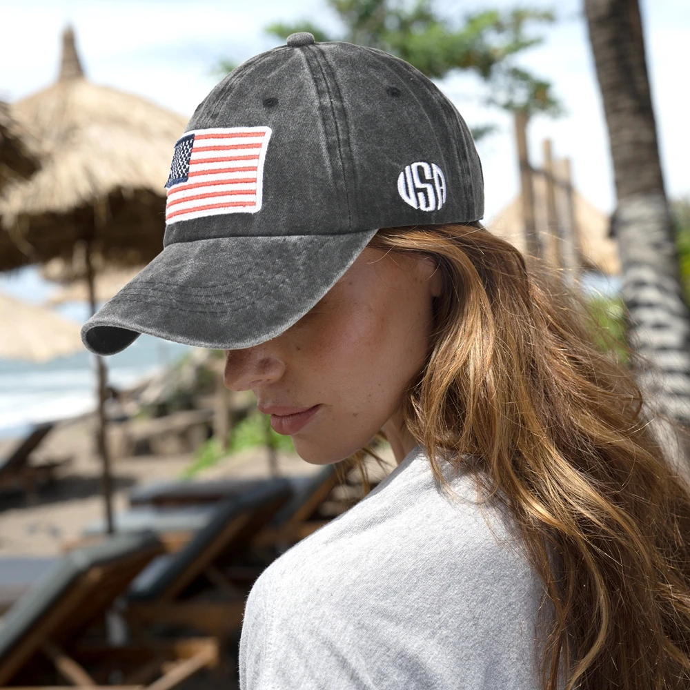 Outdoor Sport Usa - Unisex Washed Cotton USA Flag Baseball