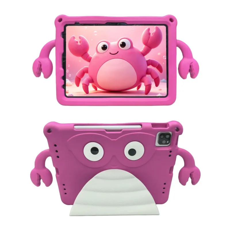 

Kids 3D Cute Crab Tablet Case For iPad 10th Gen 10.9in 2022 For iPad Pro 11inch Air 4/5/6/7/8 A16/A19 M2 M3 M4 M5 2026 EVA Cover
