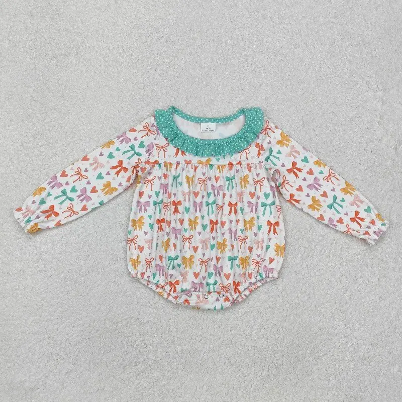 8.16y Christmas Baby Girls Romper Candy Cane Red Lace Long Sleeve Onesie White Zipper Wholesale Boutique