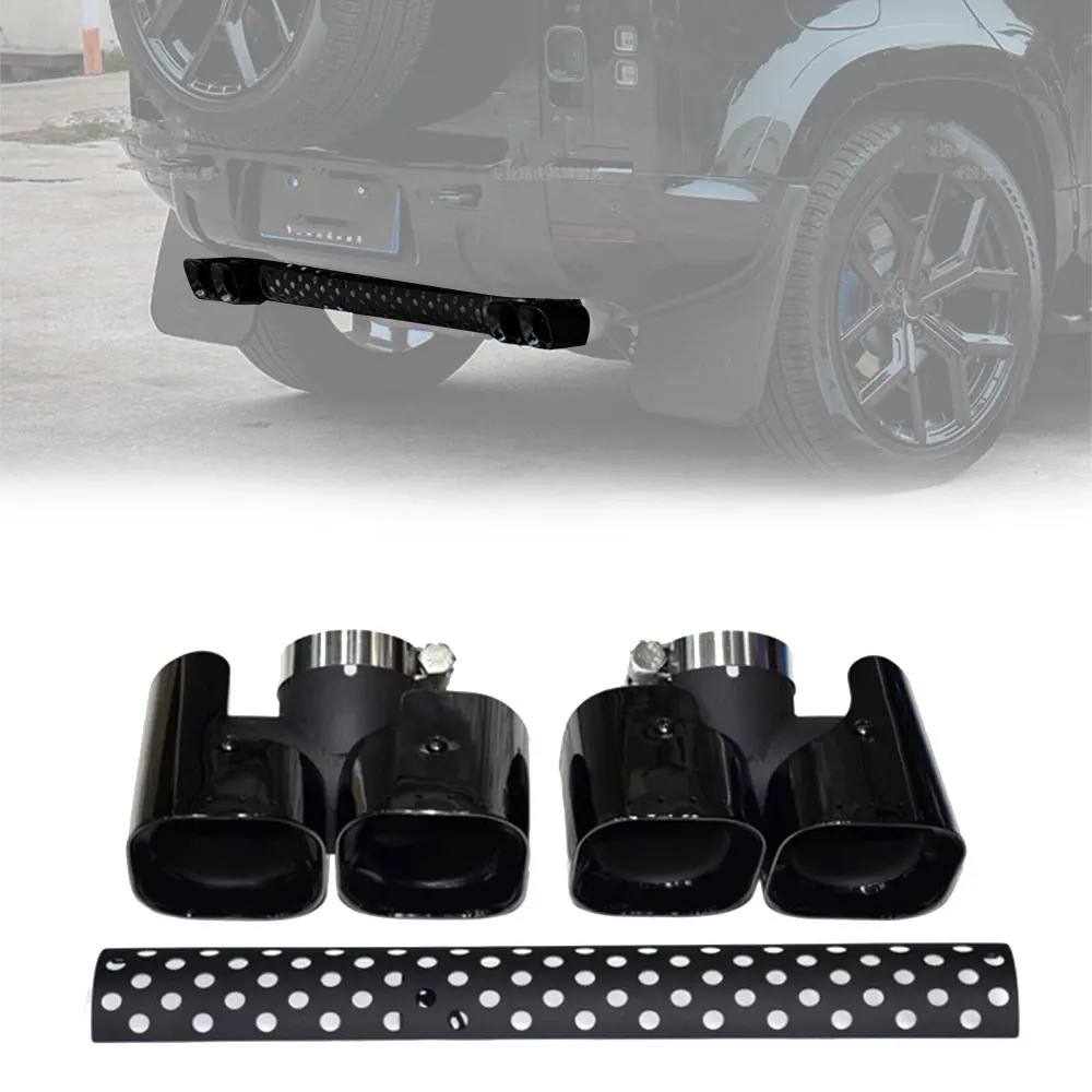 

Double Stainless Pipe Car Exhaust Muffler Tips With Cover For Land Rover Defender 90 110 2020 2023