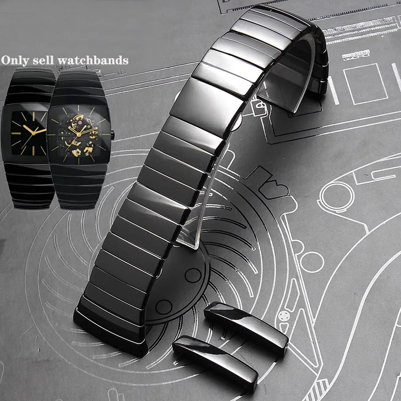 

High quality Ceramic strap is applicable to Rado Sintra series strap Black ceramic bracelet for women and men 17mm 29mm 26mm