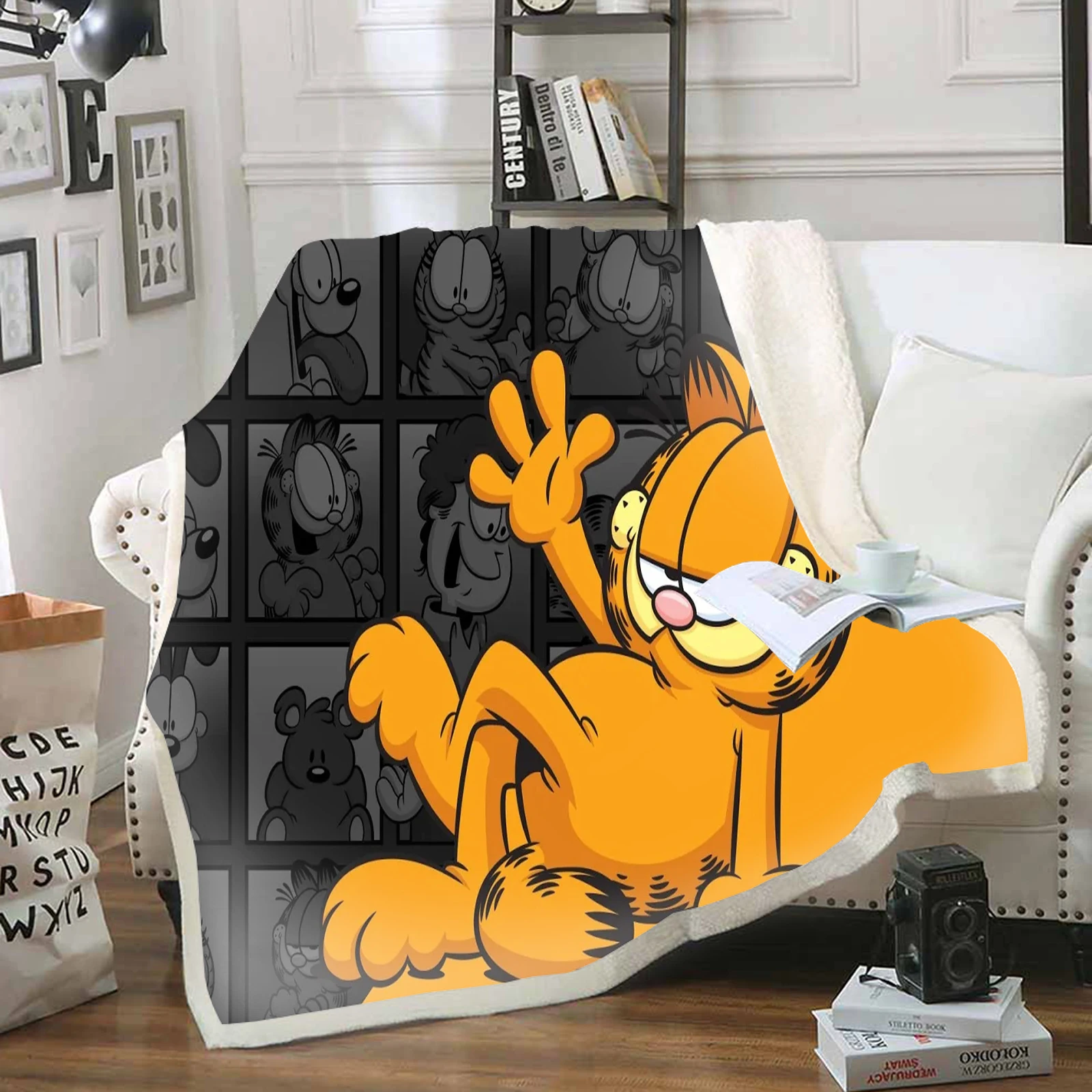 Garfield Blanket Anime Microfiber Fabric Blankets For Throws Furry Custom Winter Fleece Luxury King Size