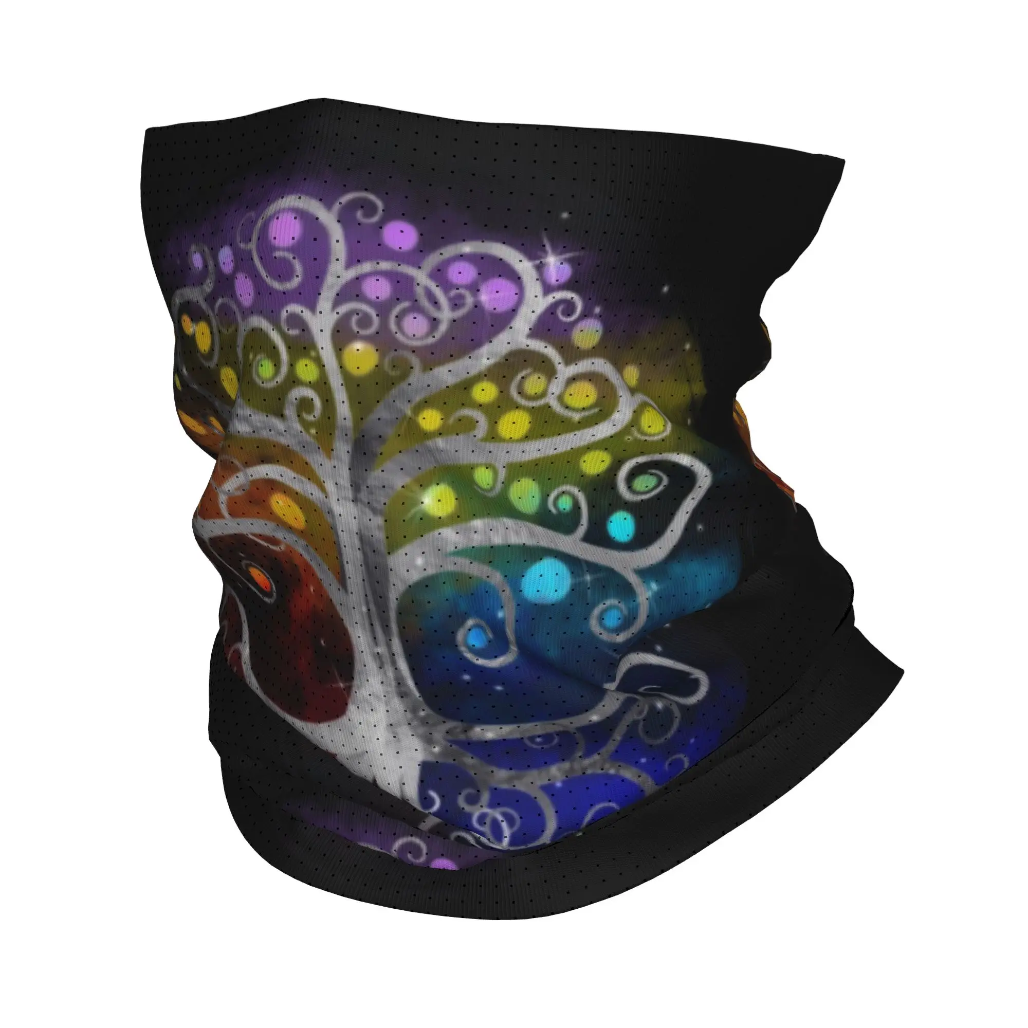 

Custom Tree Of Life Silver Swirl Neck Gaiter Women Men Windproof Winter Vikings Bandana Scarf for Cycling