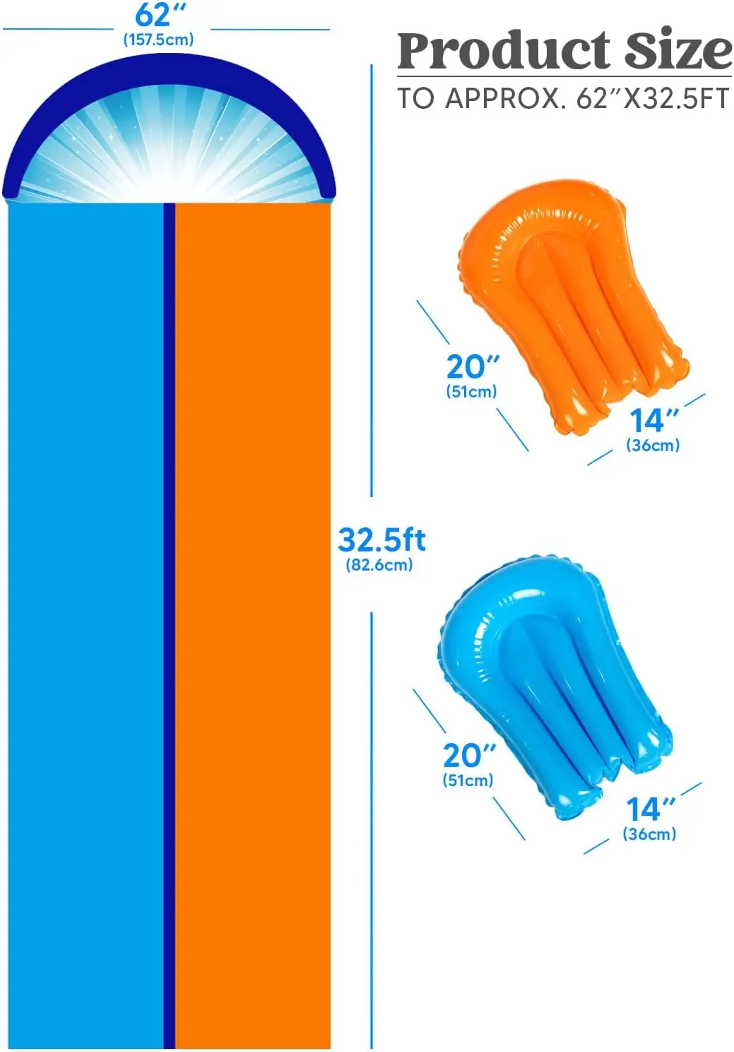 32.5ft Dubbele Waterglijbaan, Zware Gazon Water Splash Slip En Glijbaan Met Sprinkler En 2 Opblaasbare Planken Slip Voor Kinderen Adul