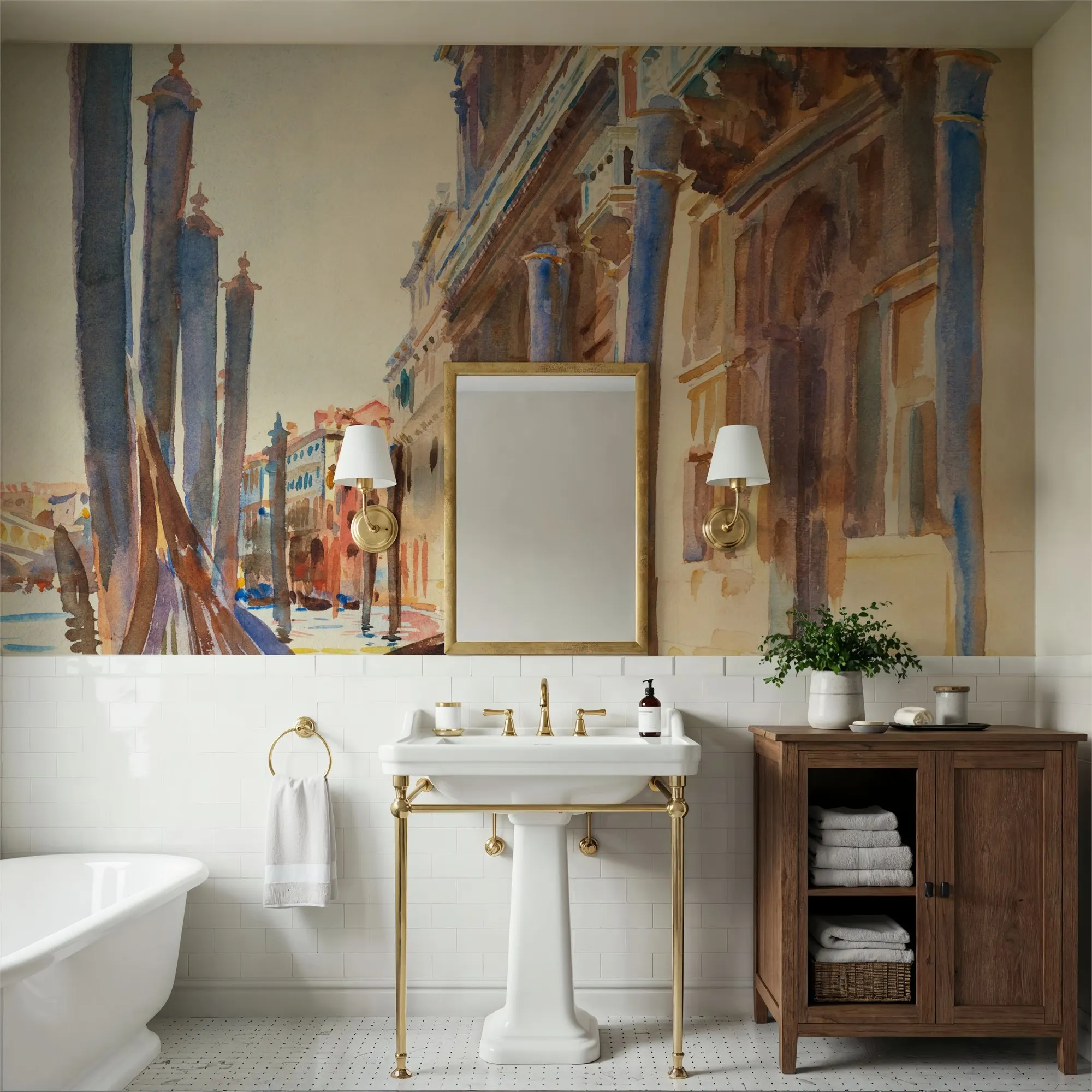 Gondola Moorings on the Grand Canal Made to Measure Mural Wallpaper for Bedroom