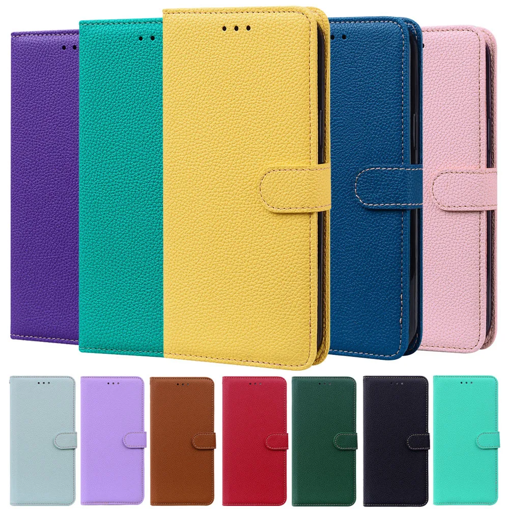 Wallet Flip Leather Case For Samsung Galaxy S23 S22 S21 S20 FE Plus Ultra Litchi Pattern Book Card Phone Back Cover