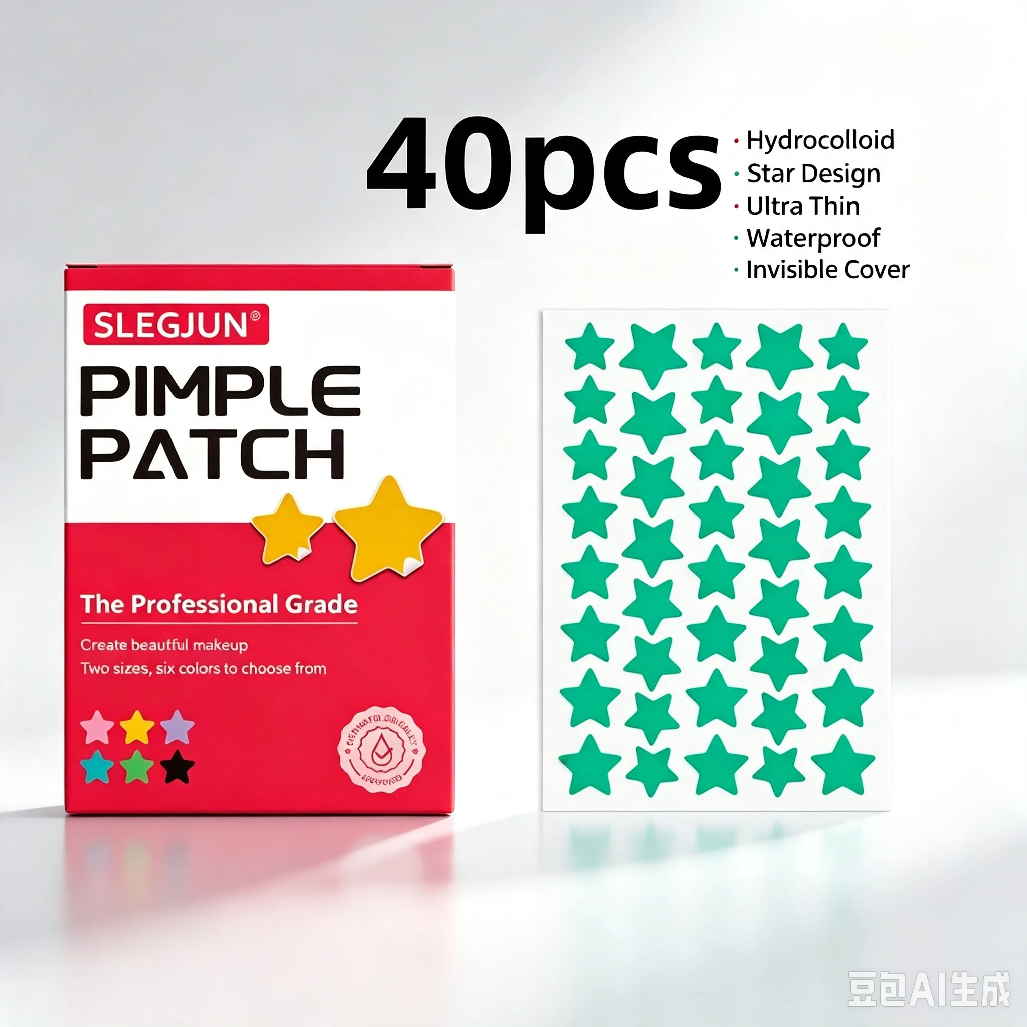 40pcs Multi Color Star Acne Patches Ultra Thin Facial Pimple Patches Concealer Acne Stickers Treatment