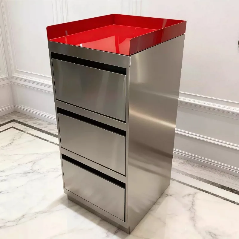 Special stainless steel display cabinet for hair salon, barber shop double-sided storage tool cart