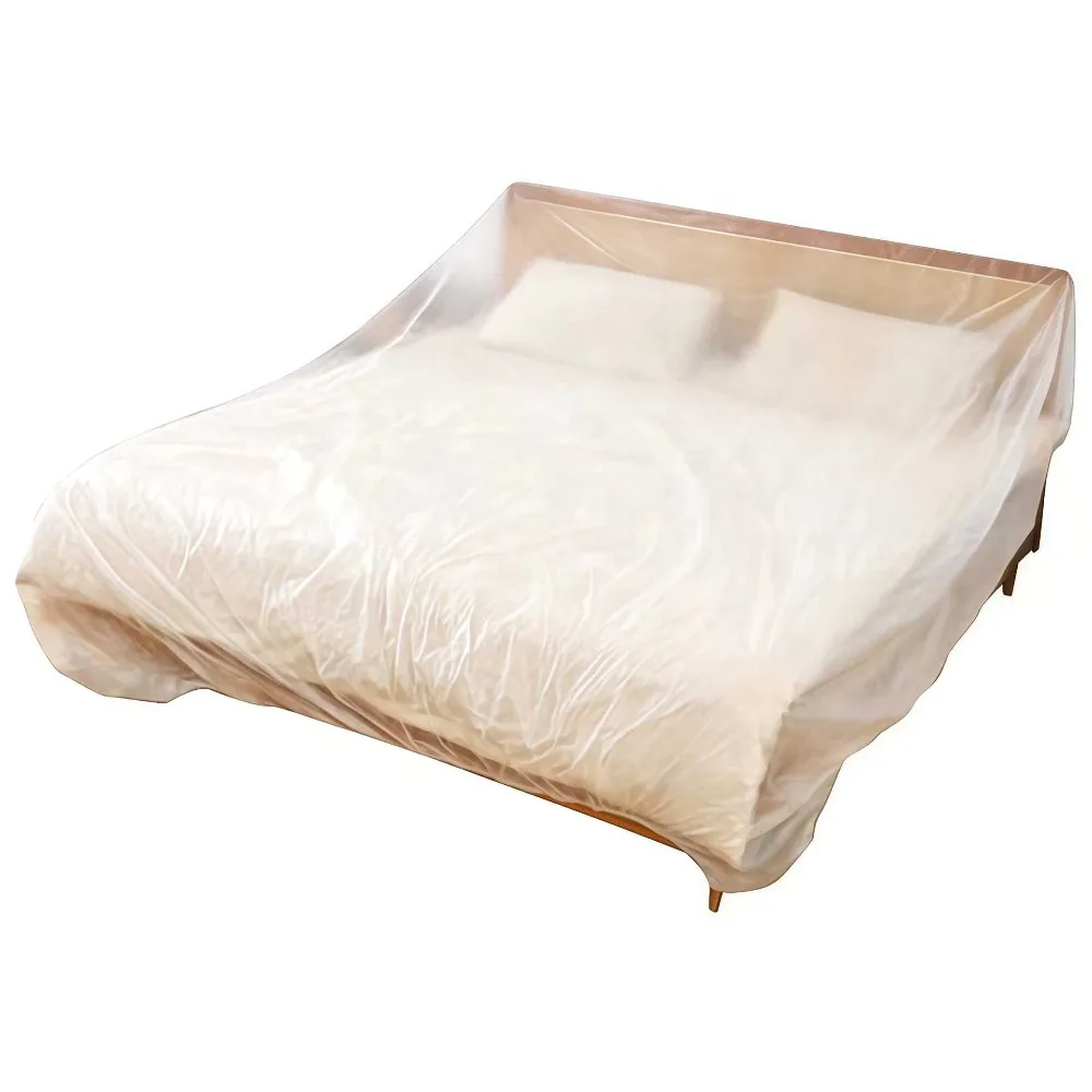 3Pcs Transparent Disposable Bed Dust Cover Elastic Edges Thick Plastic Sofa Protective Film Full Wrap Waterproof